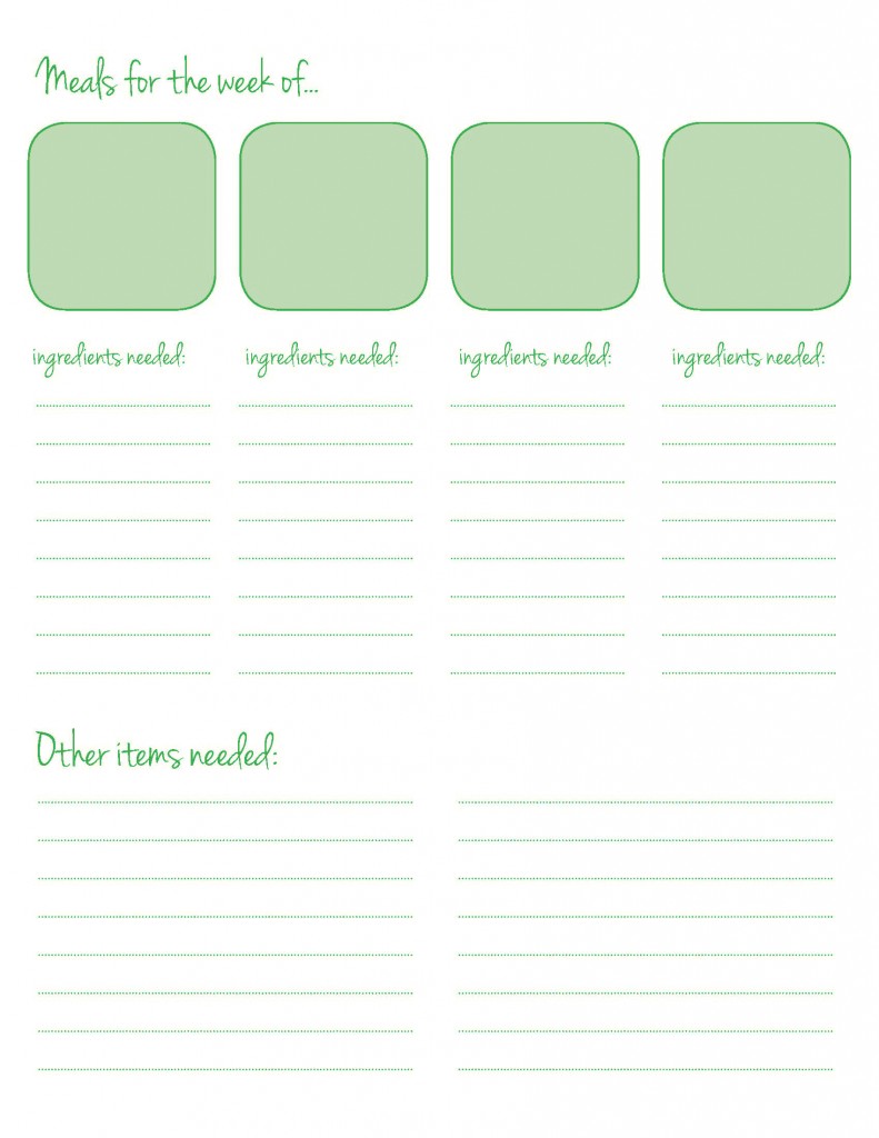 Meal Planning Printable | www.29thanddelight.com
